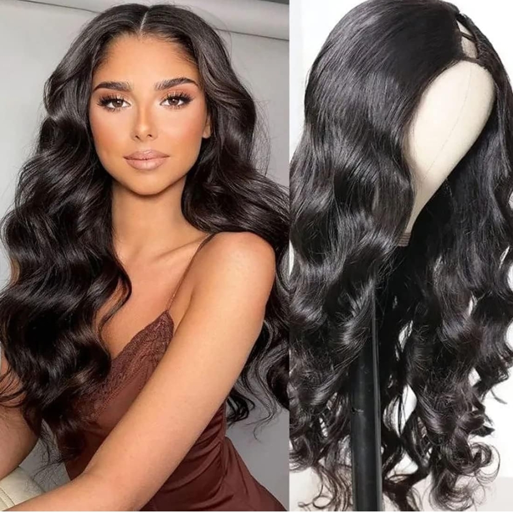 22 In V Part Natural Black Wavy Hair Wig